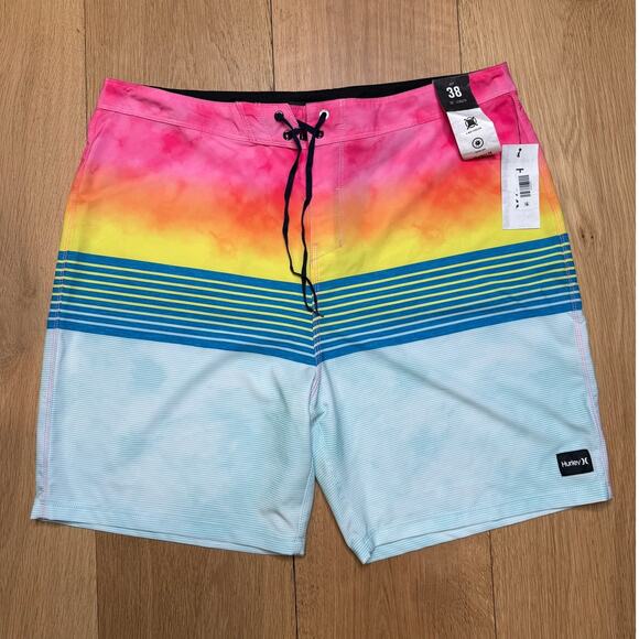 NWT Hurley Weekender 20" Striped Multi Color Board Shorts Men's Size 38 - Picture 1 of 7